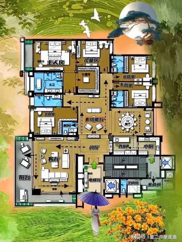 盛鹏优配 最硬气485㎡，拼的不是面积是格局。用洄游造出一个大号母子宅！